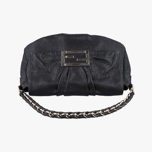 Pre-owned Fendi Mia Flap Black Leather 8BR614 shoulderbag | stylenewstar