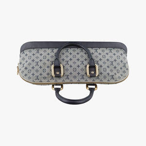 Pre-owned Louis Vuitton Monogram Mini Alma Long Navy × Gray Canvas × Leather M92303 handbag | stylenewstar
