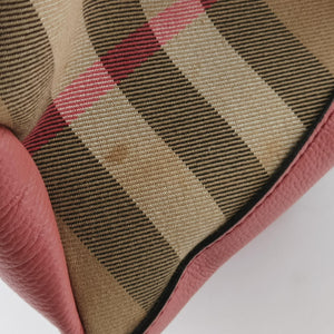 Pre-owned Burberry Banner Pink×Multicolor Leather × Canvas shoulderbag | stylenewstar