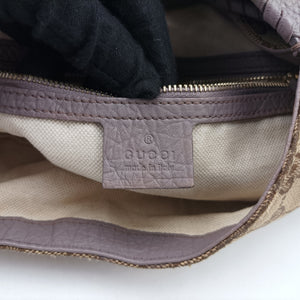 Pre-owned Gucci New Jackie Beige x Purple canvas×leather 246907 shoulderbag | stylenewstar