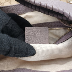 Pre-owned Gucci New Jackie Beige x Purple canvas×leather 246907 shoulderbag | stylenewstar
