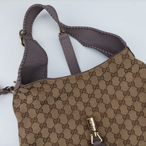 Pre-owned Gucci New Jackie Beige x Purple canvas×leather 246907 shoulderbag | stylenewstar