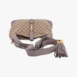 Pre-owned Gucci New Jackie Beige x Purple canvas×leather 246907 shoulderbag | stylenewstar