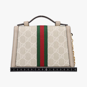Pre-owned Gucci Ophidia GG Mini Beige × Ebony GG Supreme Canvas × Leather 696180 shoulderbag | stylenewstar