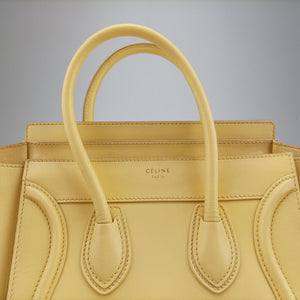 Pre-owned Celine Luggage Micro shopper Yellow Leather handbag | stylenewstar