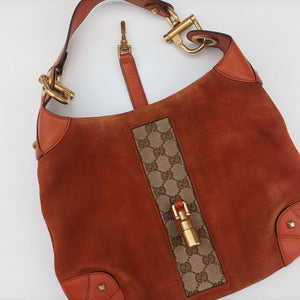 Pre-owned Gucci New Jackie Orange Suede 20888 handbag | stylenewstar