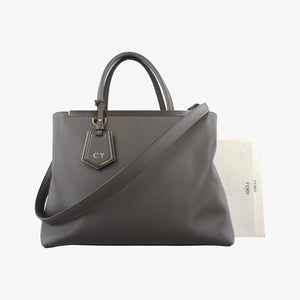 Pre-owned Fendi 2 JOURS Grey Leather 8BH250 shoulderbag | stylenewstar