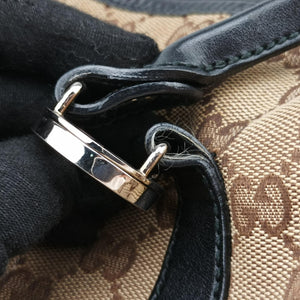 Secondhand Gucci Guccissima GG Twins Beige × Black canvas×leather 232957 handbag | stylenewstar
