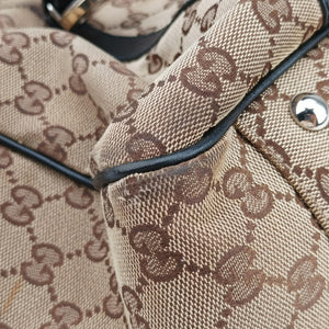 Secondhand Gucci Guccissima GG Twins Beige × Black canvas×leather 232957 handbag | stylenewstar