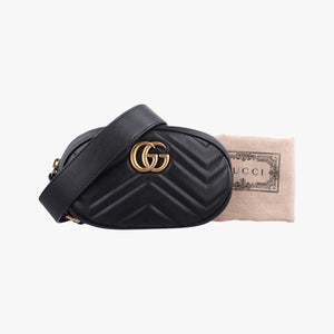 Secondhand Gucci GG Marmont Black Leather 476434 bum bag/waist bag | stylenewstar