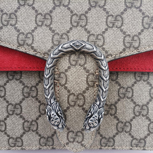 Pre-owned Gucci Dionysus beige×red PVC coated canvas×suede 421970 shoulderbag | stylenewstar