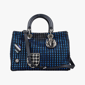 Vintage Christian Dior Diorissimo Blue×Multicolour Tweed shoulderbag | stylenewstar