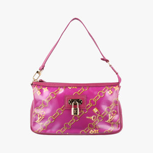 Pre-owned Louis Vuitton Charm Pochette Accessoires pink×multicolor leather×vinyl M95160 shoulderbag | stylenewstar
