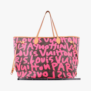Secondhand Louis Vuitton Neverfull GM Pink × Brown Monogram Graffiti M93701 handbag | stylenewstar