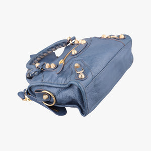 Vintage Balenciaga Giant City Blue lambskin shoulderbag | stylenewstar