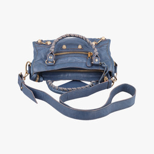 Vintage Balenciaga Giant City Blue lambskin shoulderbag | stylenewstar