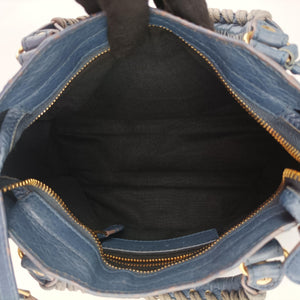 Vintage Balenciaga Giant City Blue lambskin shoulderbag | stylenewstar