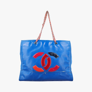Secondhand Chanel Cocomark Shopping Blue Patent Leather shoulderbag | stylenewstar