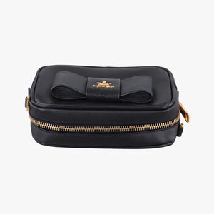 Vintage Prada Ribbon Mini Pochette Black SAFFIANO Leather 1NF674 clutchbag | stylenewstar