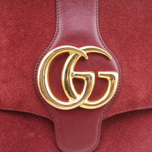 Pre-owned Gucci Arli Burgundy Suede×leather 550126 shoulderbag | stylenewstar
