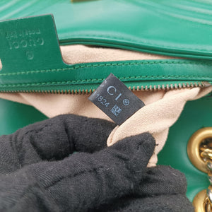 Pre-owned Gucci GG Marmont Green Leather 443497 shoulderbag | stylenewstar