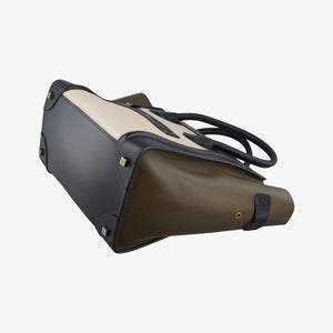 Pre-owned Celine Luggage Mini Shopper Beige x Black x Green leather handbag | stylenewstar