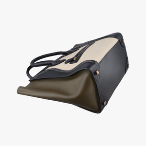 Pre-owned Celine Luggage Mini Shopper Beige x Black x Green leather handbag | stylenewstar