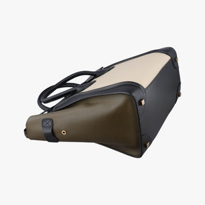 Pre-owned Celine Luggage Mini Shopper Beige x Black x Green leather handbag | stylenewstar