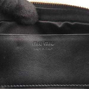 Pre-owned Miu Miu Logo belt Black leather bum bag/waist bag | stylenewstar