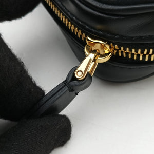 Pre-owned Miu Miu Logo belt Black leather bum bag/waist bag | stylenewstar