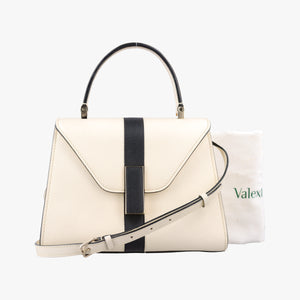 Pre-owned Valextra Iside White × Black Leather shoulderbag | stylenewstar
