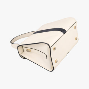 Pre-owned Valextra Iside White × Black Leather shoulderbag | stylenewstar