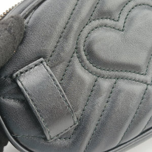 Pre-owned Gucci GG Marmont Black Leather 476434 bum bag/waist bag | stylenewstar