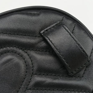 Pre-owned Gucci GG Marmont Black Leather 476434 bum bag/waist bag | stylenewstar