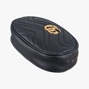 Pre-owned Gucci GG Marmont Black Leather 476434 bum bag/waist bag | stylenewstar