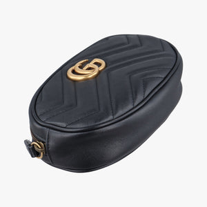 Pre-owned Gucci GG Marmont Black Leather 476434 bum bag/waist bag | stylenewstar