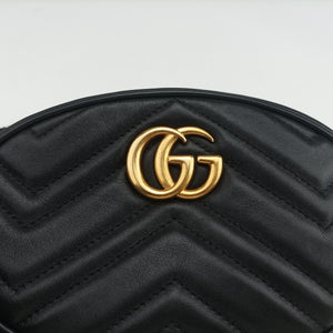 Pre-owned Gucci GG Marmont Black Leather 476434 bum bag/waist bag | stylenewstar