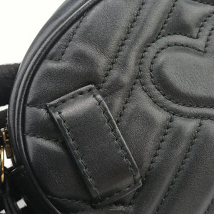 Pre-owned Gucci GG Marmont Black Leather 476434 bum bag/waist bag | stylenewstar