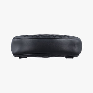 Pre-owned Gucci GG Marmont Black Leather 476434 bum bag/waist bag | stylenewstar