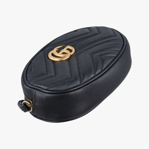 Pre-owned Gucci GG Marmont Black Leather 476434 bum bag/waist bag | stylenewstar