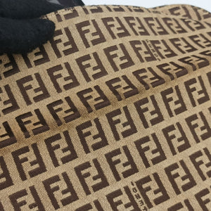 Pre-owned Fendi Zucchino Baguette Beige ×Brown Canvas×Leather 8BR002 handbag | stylenewstar