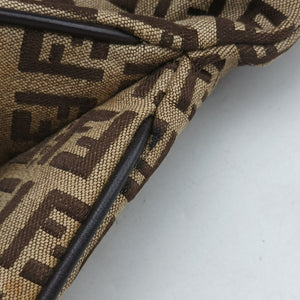 Pre-owned Fendi Zucchino Baguette Beige ×Brown Canvas×Leather 8BR002 handbag | stylenewstar