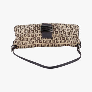 Pre-owned Fendi Zucchino Baguette Beige ×Brown Canvas×Leather 8BR002 handbag | stylenewstar