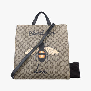 Vintage Gucci GG Supreme Bee beige×black PVC coated canvas×Leather 450950 shoulderbag | stylenewstar