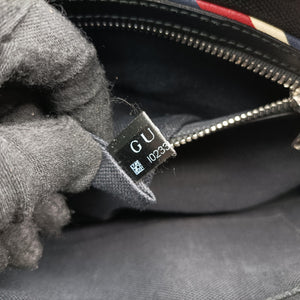 Vintage Gucci Night Courrier badge embellished Black×multi PVC coated canvas 474293 bum bag/waist bag | stylenewstar