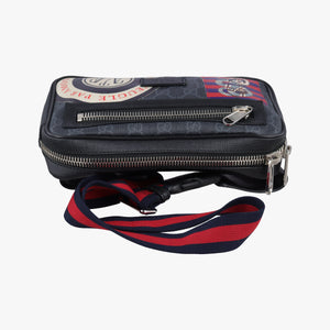 Vintage Gucci Night Courrier badge embellished Black×multi PVC coated canvas 474293 bum bag/waist bag | stylenewstar