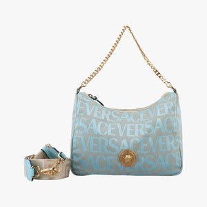 Secondhand VERSACE Medusa blue Fabric shoulderbag | stylenewstar