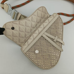 Pre-owned Christian Dior Saddle Beige PVC coated canvas × leather bum bag/waist bag | stylenewstar