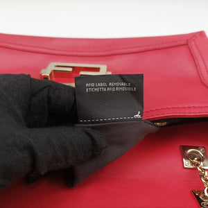 Pre-owned Fendi Baguette Chain Flap Red Leather 8BT139 shoulderbag | stylenewstar