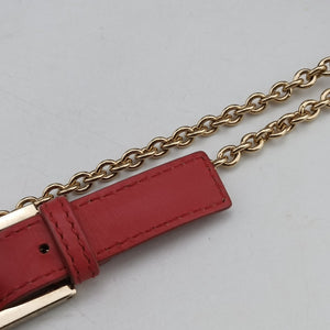 Pre-owned Fendi Baguette Chain Flap Red Leather 8BT139 shoulderbag | stylenewstar